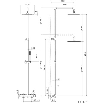 Душевая колонна OLE с термостатическим смесителем Kerama Marazzi черный матовый 61157KM.01.093
