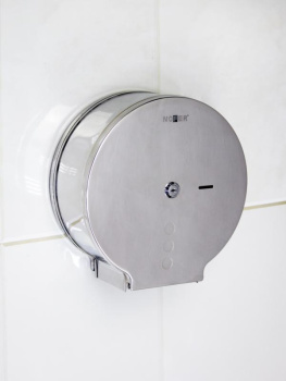 Диспенсер для туалетной бумаги Nofer круглый из нержавеющей стали глянцевый 05006.B