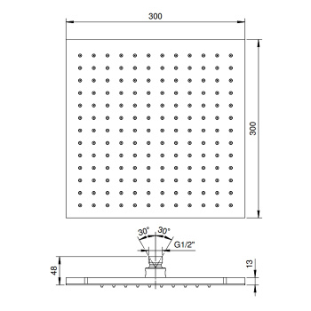 Верхний душ Fantini Mint 30х30 см. хром 86 02 8104