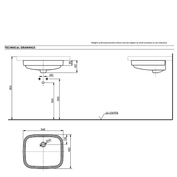 Раковина встраиваемая снизу Toto Public с переливом, CeFiONtect LW765Y#XW