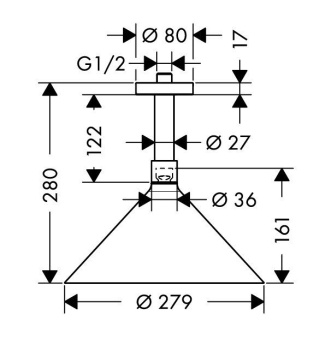 Axor Showers/Front Верхний душ 240 2 jet с потолочным подсоединением, цвет: хром 26022000