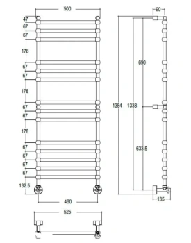 Полотенцесушитель водяной Margaroli Sole 464TS4714CR 139X52.5 хром