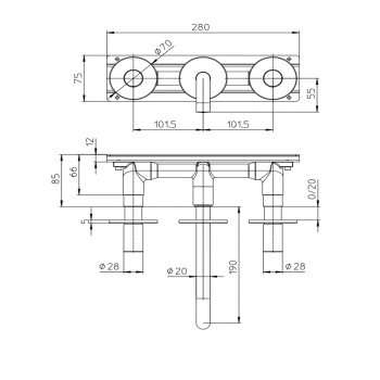 Смеситель для раковины Bossini Nobu INZ210.075 нержавеющая сталь