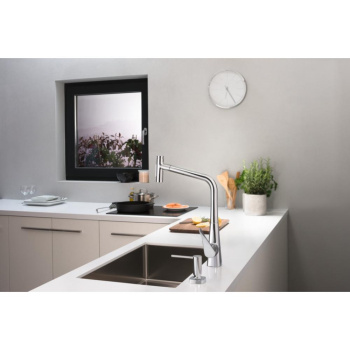 Смеситель для кухни hansgrohe Metris Select M71, 320 73816800 с вытяжным душем, 2jet, sBox, сталь