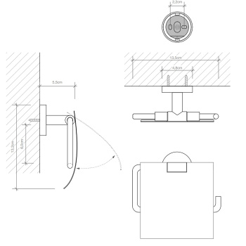 Держатель туалетной бумаги Decor Walther Basic TPH4 подвесной, черный матовый 530260