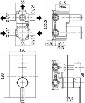 Смеситель для душа Paffoni Ringo RIN019CR/M (с внутренней частью)