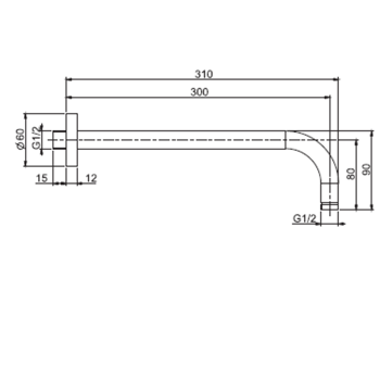 Держатель верхнего душа Fima Carlo Frattini Wellness 300, настенный монтаж, золото F2138OR.30