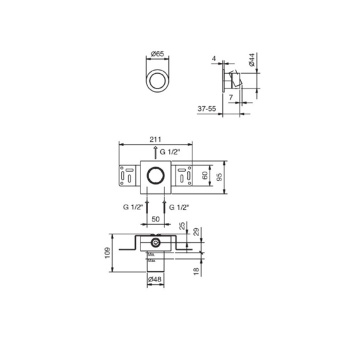Смеситель для душа Fantini Aa/27 на 1 источник, Матовая натуральная сталь без внутренней части 33 93 Y063B