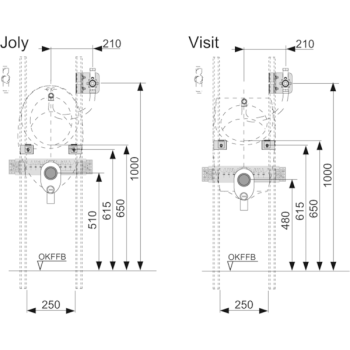 Комплект для монтажа писсуаров TECE Teceprofil 9020039