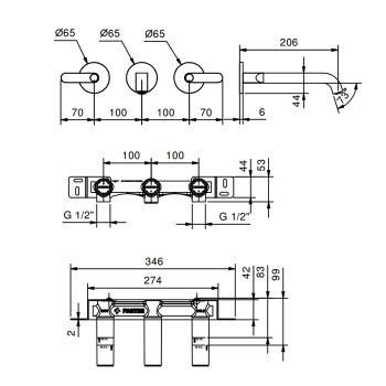 Смеситель для раковины Fantini Icona Deco 53 13 R113B черный