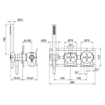 Смеситель для душа Fantini I Balocchi встраиваемый, на 2 источника, без излива, с ручн.душем, наружная часть, белый матовый 60 29 0384B