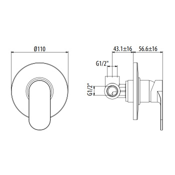 Смеситель встроенный Gattoni H2omix7000 7003070C0 хром