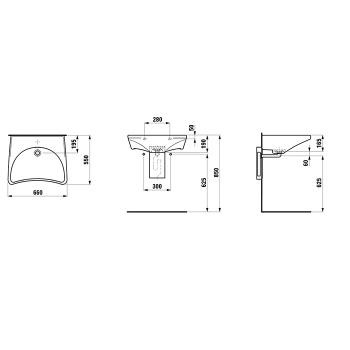 Laufen REHAB раковина, «без барьера», 660x550x165 мм, белый