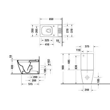 Чаша напольного унитаза Duravit Viu 2191090000 с креплением белый
