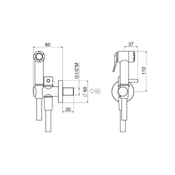 Гигиенический душ с предохранительной системой Carimali мини-душ со сменным нажимным рычагом, хром 19100/C-100-CR