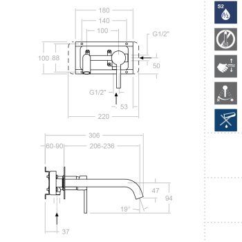 Смеситель для раковины Ramonsoler Drako встраиваемый 332003