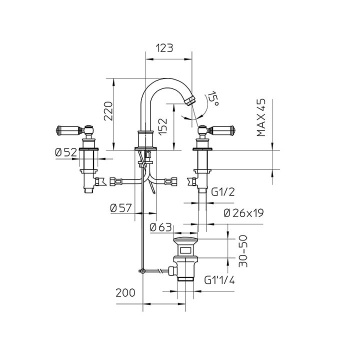 Смеситель для раковины Bossini Liberty Z001302.021 золото