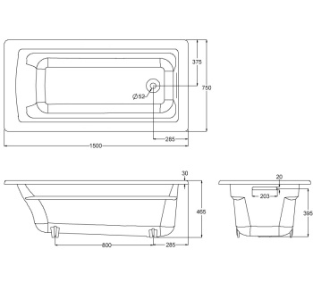 Чугунная ванна Jacob Delafon Archer 150x75 E6D906-0