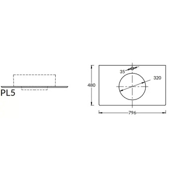 Столешница из керамогранита для накладных раковин Риальто Kerama Marazzi Plaza 80 бежевая PL5.SG560420R\80