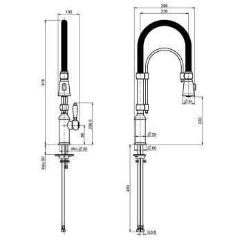 Смеситель для кухни Fima Carlo Frattini Kitchen ручной душ 2 режима, вращающийся излив, бронза F7030BR