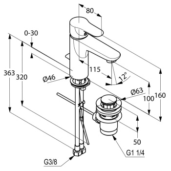 Смеситель для раковины Kludi Objekta 322600575 хром