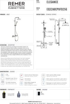 Душевая система Remer Elegance с термостатом хром (CR) EQ32A8CPUFD25G
