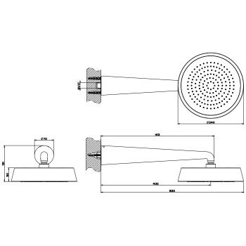 Верхний душ Gessi 45151.707 Black Metal Brushed PVD