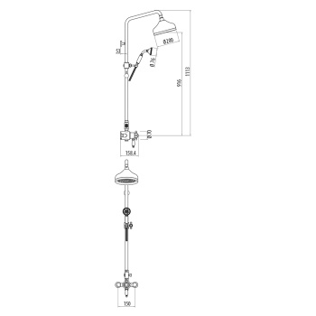 Душевая колонна Gattoni Pd включающая ручной душ, еситель с термостатом,верхнюю лейку диаметром 200 с антикальцием, хром KIT/TS80C0cr