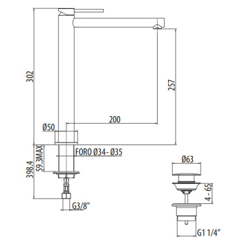 Смеситель для раковины высокий Gattoni Circle One 302 9048/90C0 хром