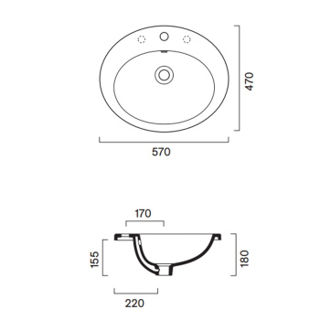 Раковина Catalano Italy 57x47 встраиваемая, с 1 отв, белый глянцевый 725571001