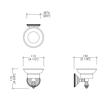 Мыльница подвесная Devon&Devon Diamond белая керамика светлое золото WHD501OTBI