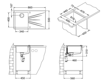 Одинарный сифон FI 114 WITH OVERFLOW, SPACE SAVING, POP-UP,