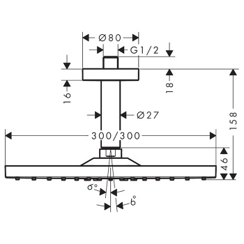 HG Raindance E 300 Верхний душ 300x300мм, потолочный держатель, 1jet, цвет: хром