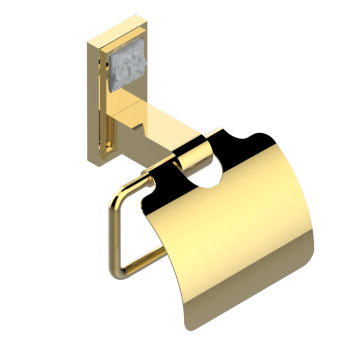 Держатель туалетной бумаги с крышкой THG Masque De Femme Metal Grave A2T-F01-538AC полированное золото