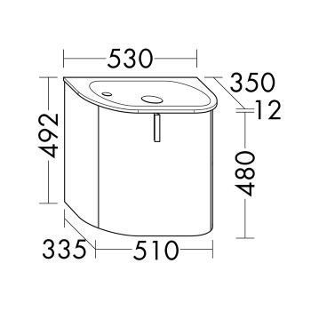Burgbad Lavo 2.0 Комплект мебели 53х35х49.2см., с 1 отверстием для смес. слева, 1 дверь, раковина белая Velvet, ручка черная, подвесной, цвет белый глянцевый SGCG053LG0227F5048C0037*1