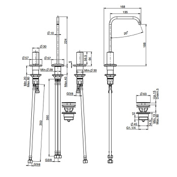 Смеситель для раковины Fima Carlo Frattini So F3191AOR click-clack, золото