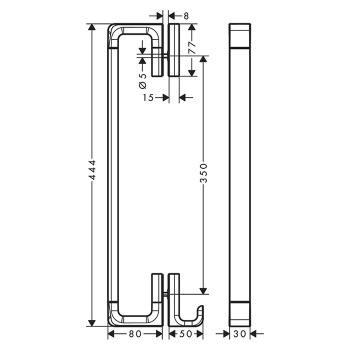 Axor Universal Ручка для двери душевой кабины, 444мм, подвесной, цвет: хром 42837000
