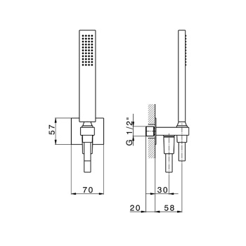 Душевой гарнитур Cisal Shower ручная лейка,шланг 150 см,вывод с держателем, хром DS01886021