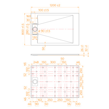 Душевой поддон прямоугольный RGW SMC TUS-B черный 800x1200 мм 553702812-03