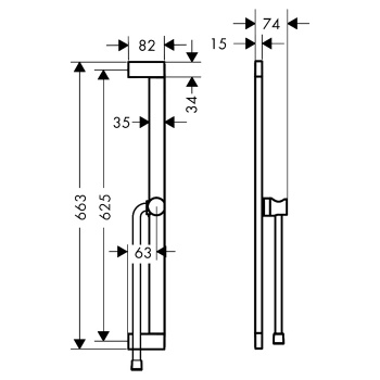 HG Unica Душевая штанга S Puro 65 см со слайдером и шлангом Isiflex 160 см, матовый белый