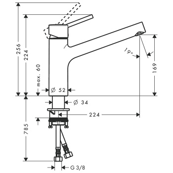 HG Talis M52 Кухонный смеситель однорычажный, 170, Eco, 1jet, цвет хром