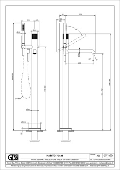 Смеситель для ванны Gessi 70428.727 Brass Brushed PVD