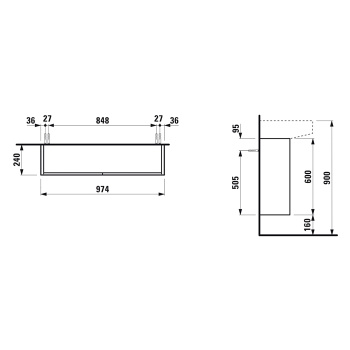 Laufen Sonar SONAR База под раковину, 975х240х600 мм, 2 дверцы, совместим с раковиной 810347, золото