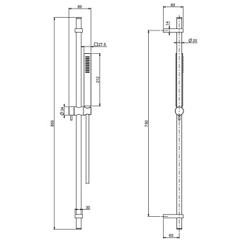 Душевая штанга с ручным душем и шлангом Fima Carlo Frattini Wellness 1500, хром F2218CR