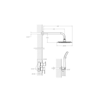 Смеситель для душа Ramonsoler Blautherm встраиваемый с тропическим и ручным душем чёрный 941502RP240NM