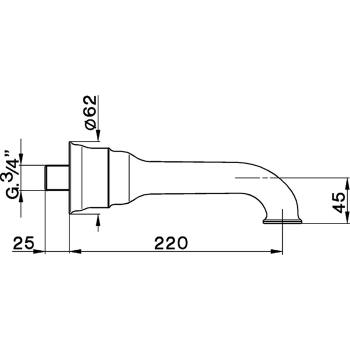 Излив Cisal Components настенный, 220 мм для ванны, хром AR00024221 Акция