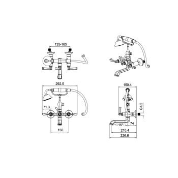 Смеситель для ванны Burlington R-11-04-W-PC хром