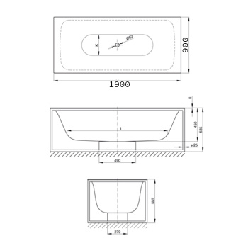 Каркас для ванны Bette Lux 190x90см с панелью под слив черная матовая Q003-815
