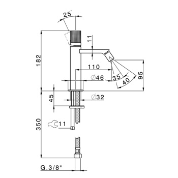 Смеситель для биде Cisal X32 Brushed Stainless Steel X2000564D1