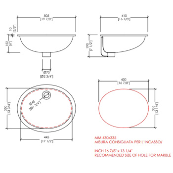 Раковина встраиваемая под столешницу Devon&Devon White 50 50х41cм белый 2RALS50